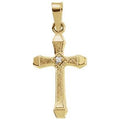 14K Yellow Gold 17x11 mm .01 CT Natural Diamond Hollow Cross Pendant