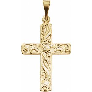 14K Yellow Gold 20.5x15 mm Cross Pendant