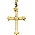 14K Yellow Gold 28x19 mm Sculptural Cross Pendant