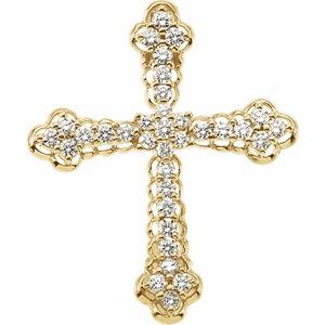 14K Yellow Gold 1 CTW Natural Diamond Cross Pendant