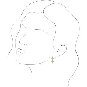 14K White Gold 1/10 CTW Natural Diamond Cross Hoop Earrings