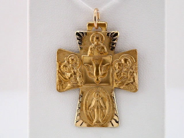 14K Yellow Gold 28x23.5 mm Four-Way Cross Medal